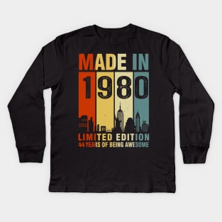 Made In 1980 44th Birthday 44 Years Old Kids Long Sleeve T-Shirt